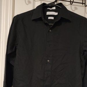 Calvin Klein Black Sateen Dress shirt size